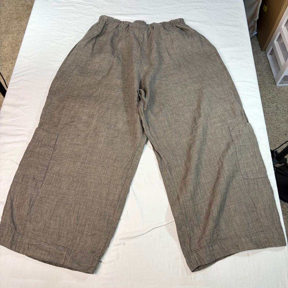 bryn walker womens linen Casbah brown wide leg ankle pants. Size XS. coastal - Picture 6 of 6